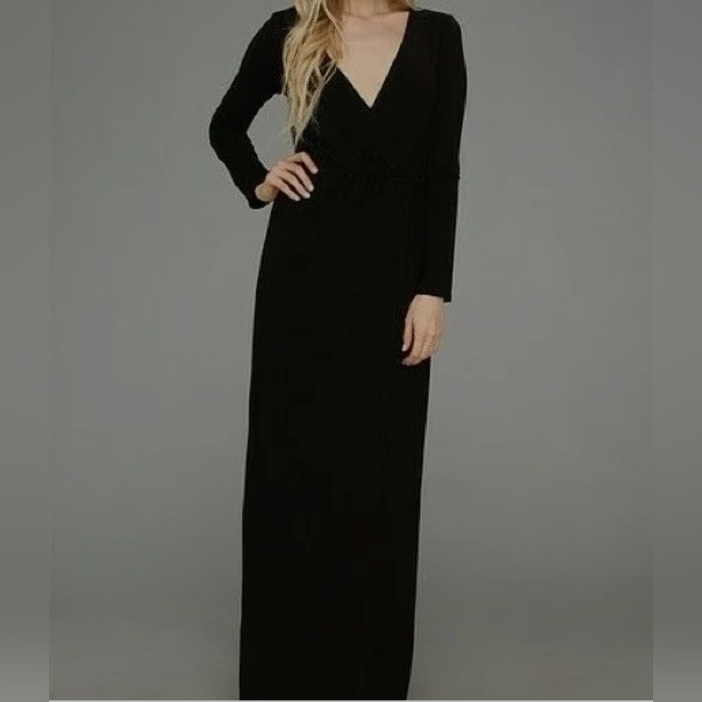 Brigitte Bailey Women's Size XS Jamie Black Wrap Maxi Dress